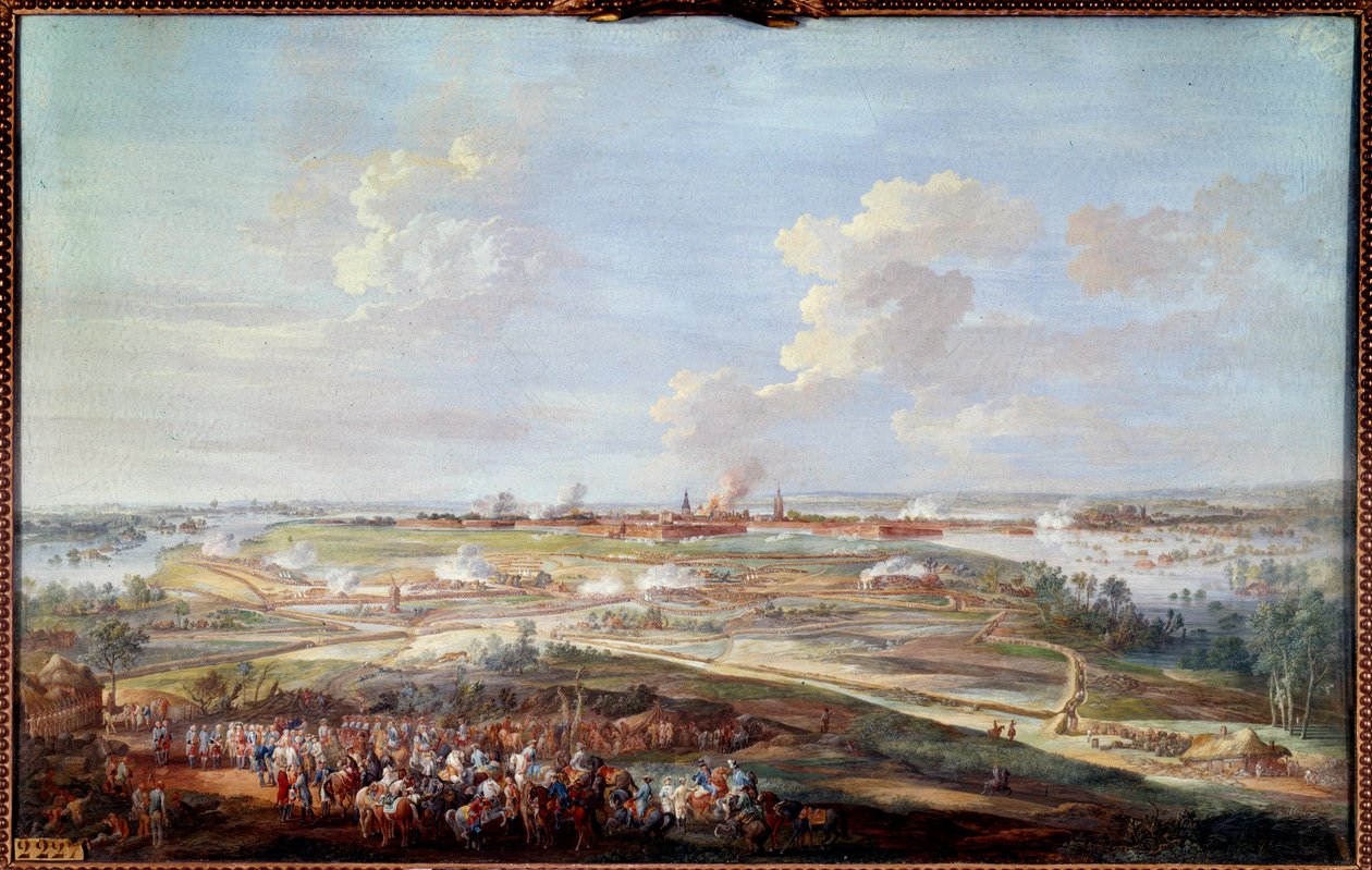 Utsikt over beleiringen av Menin av Louis XV fra 28. mai til 4. juni 1744 Maling av en gouache av Louis Nicolas Van Blarenberghe (1716-1794) 1780 Søn. 0,59 x 0,94 m av Louis Nicolas van Blarenberghe