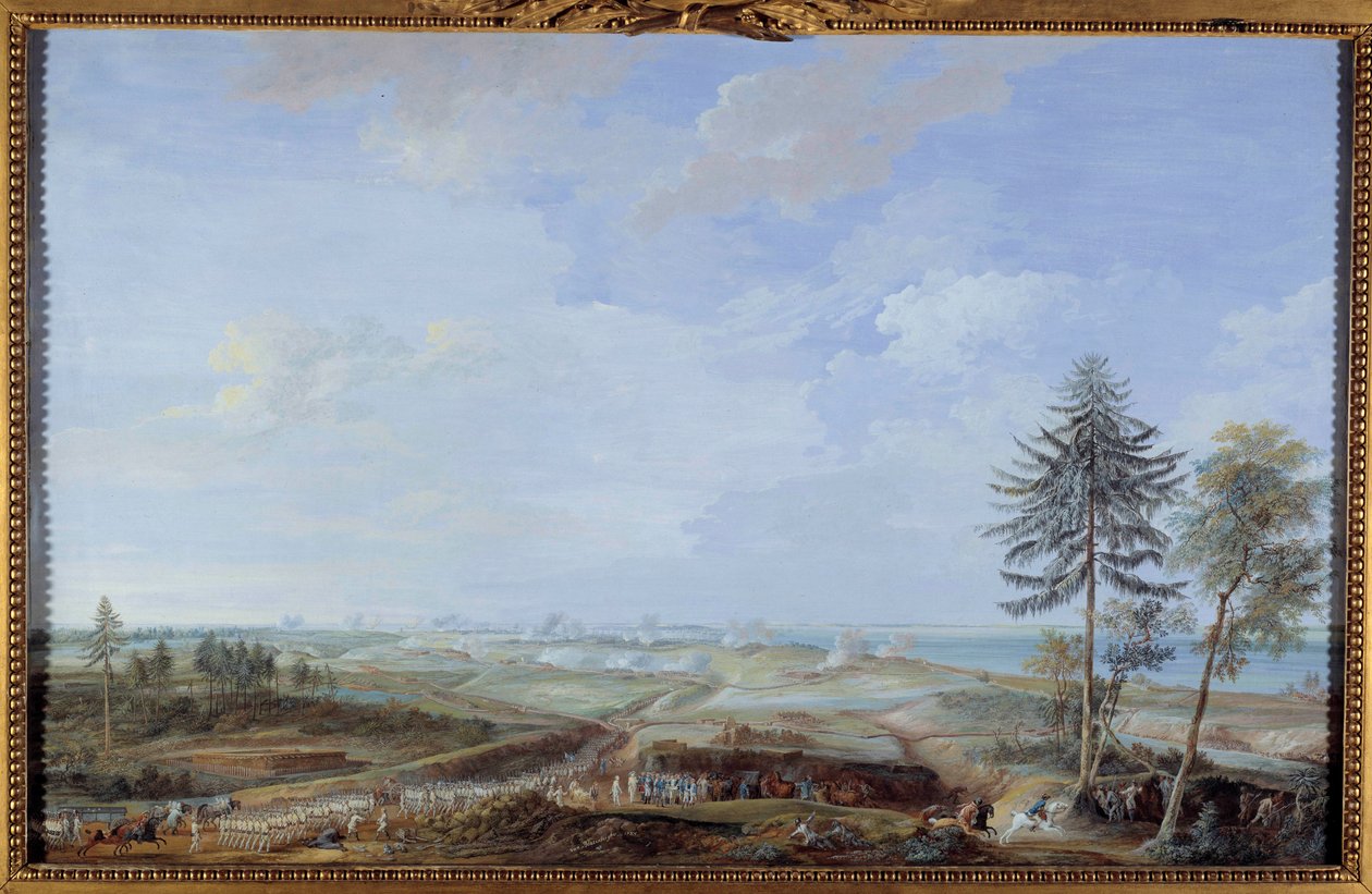USAs uavhengighetskrig (1775-1783): "" Beleiring av Yorktown fra 6. til 19. oktober av Louis Nicolas van Blarenberghe