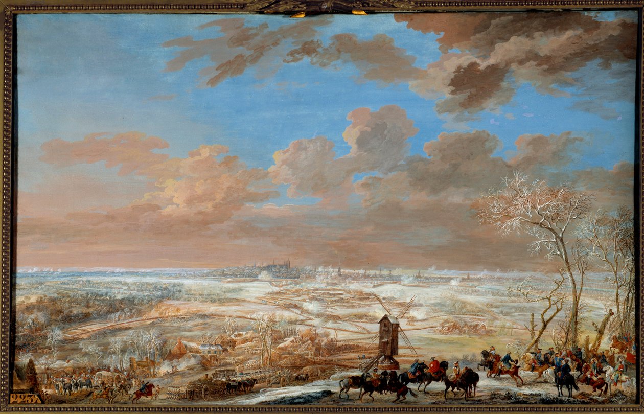 Østerrikes arvefølgekrig (1741-1748): "" Beleiring av Brussel under snøen av marekalen i Sachsen fra 7. til 20. februar 1746"" Gouache av Louis Nicolas Van Blarenberghe (1716-1794) 1781 Søn. 0,59x0,94 m Versailles, slottets museum av Louis Nicolas van Blarenberghe