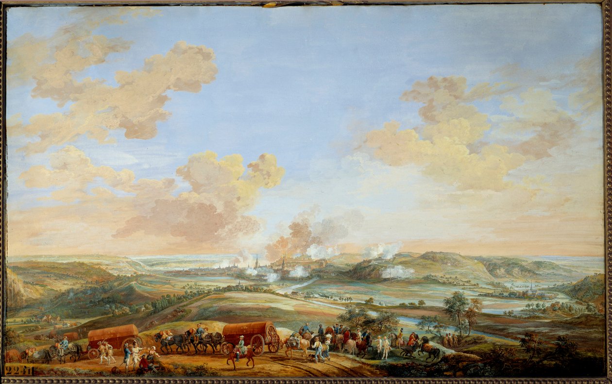 Østerrikes arvefølgekrig (1741-1748): "" Beleiring av slottene i Namur av greven av Clermont fra 24. til 30. september 1746"" Gouache av Louis Nicolas Van Blarenberghe (1716-1794) 1782 Søn. 0,59x0,94 m Versailles, slottets museum av Louis Nicolas van Blarenberghe