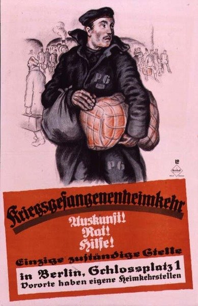 Tysk plakat som forteller hjemvendte krigsfanger hvor de kan henvende seg for å få hjelp av Louis Oppenheim