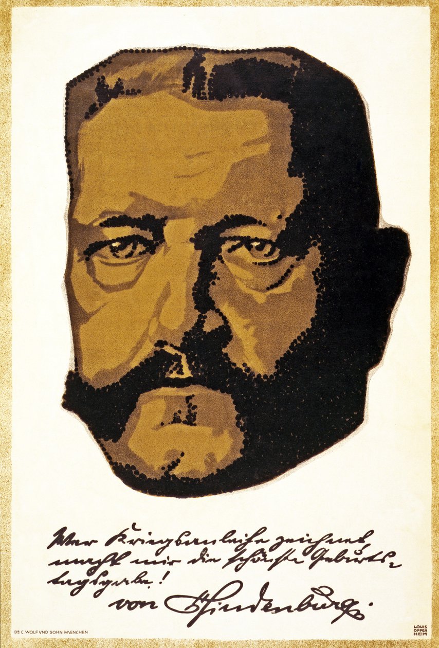 Portrett av general feltmarskalk Paul von Hindenburg, pub. München, 1917 av Louis Oppenheim
