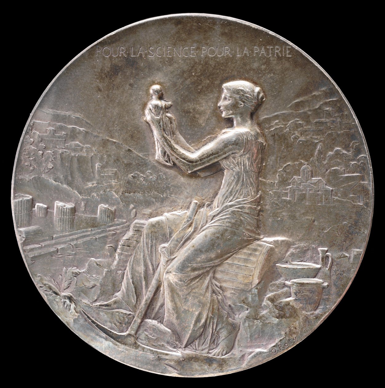 Medalje for femtiårsjubileet for den franske skolen i Athen [forside], 1898. av Louis Oscar Roty