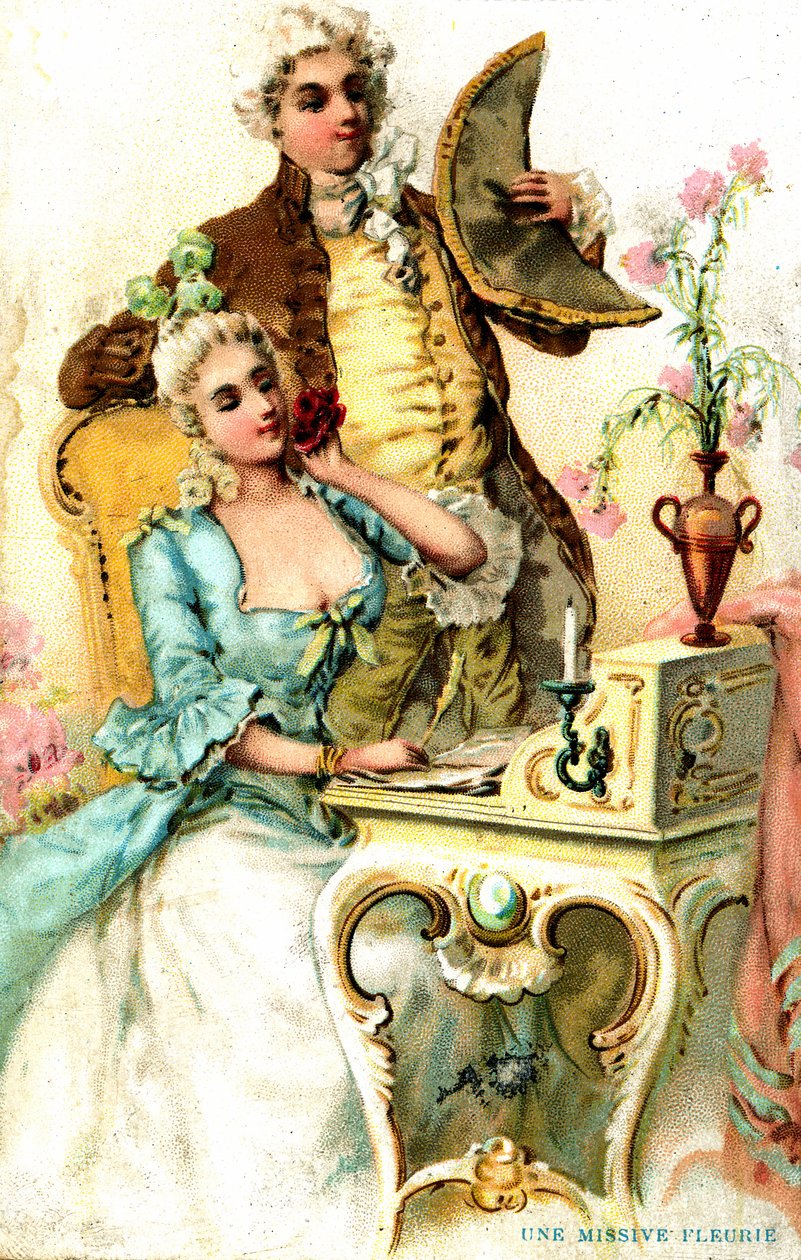 Et blomstrende brev: Publicite 1874. Tegning tilskrevet Louis Paul Pierre Dumont-1822-18 av Louis Paul Pierre Dumont