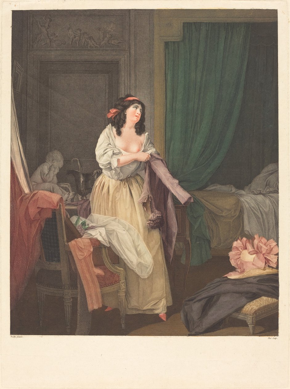 Hva er ikke der ennå? av Louis Petit after Louis Léopold Boilly