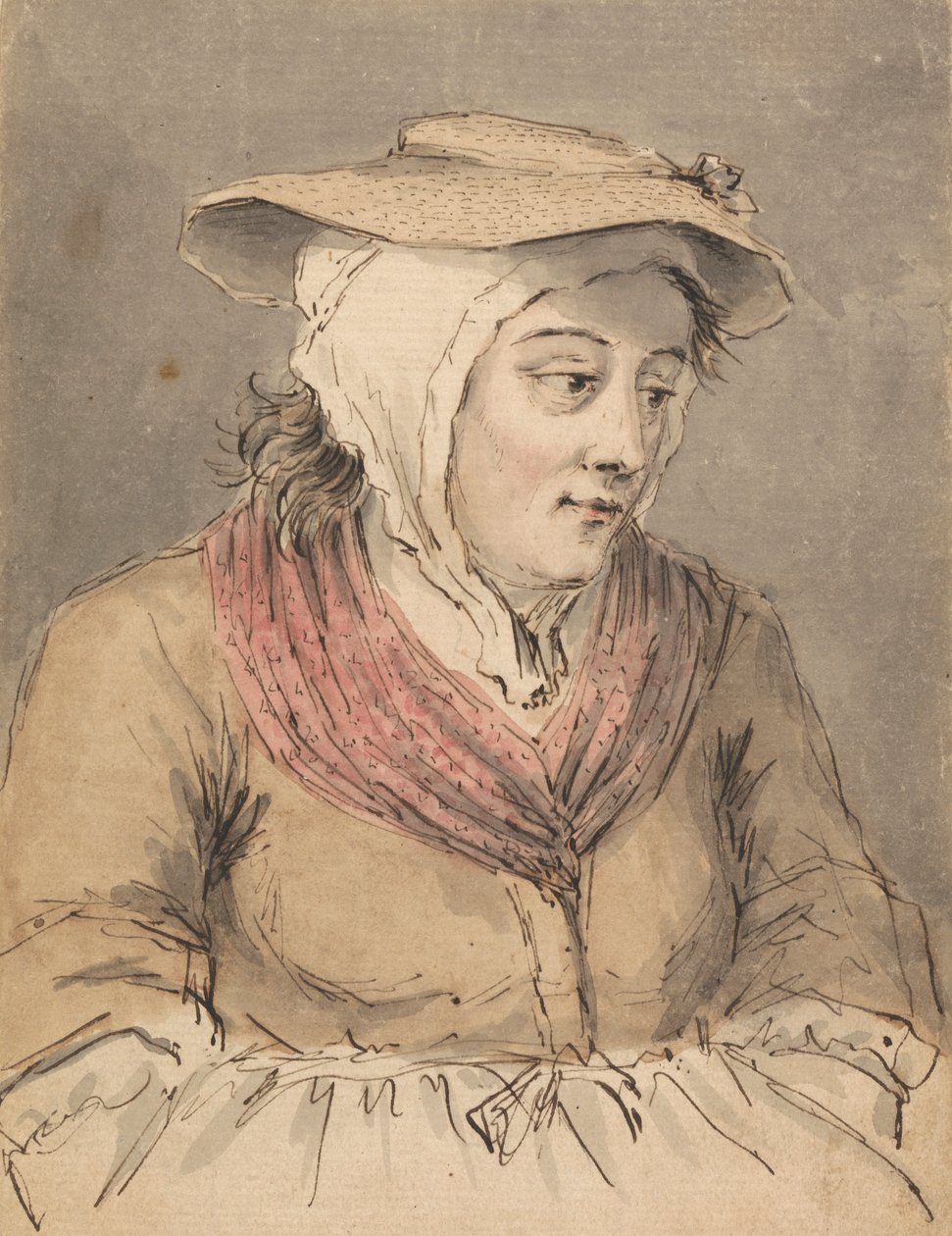 En fiskerkvinne, hender under forkle av Louis Philippe Boitard