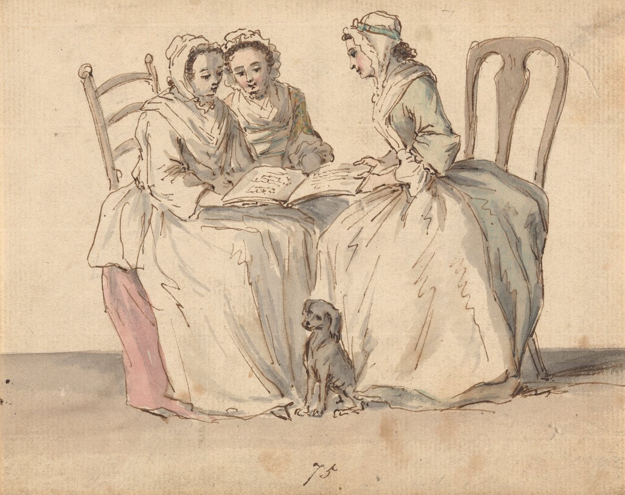 Tre sittende damer av Louis Philippe Boitard