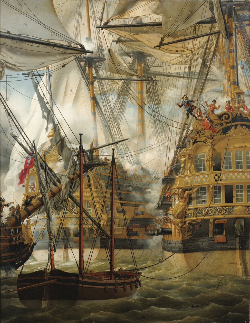 HMS Cumberland kjempet mot Le Lys og La Gloire, 1827 av Louis Philippe Crepin