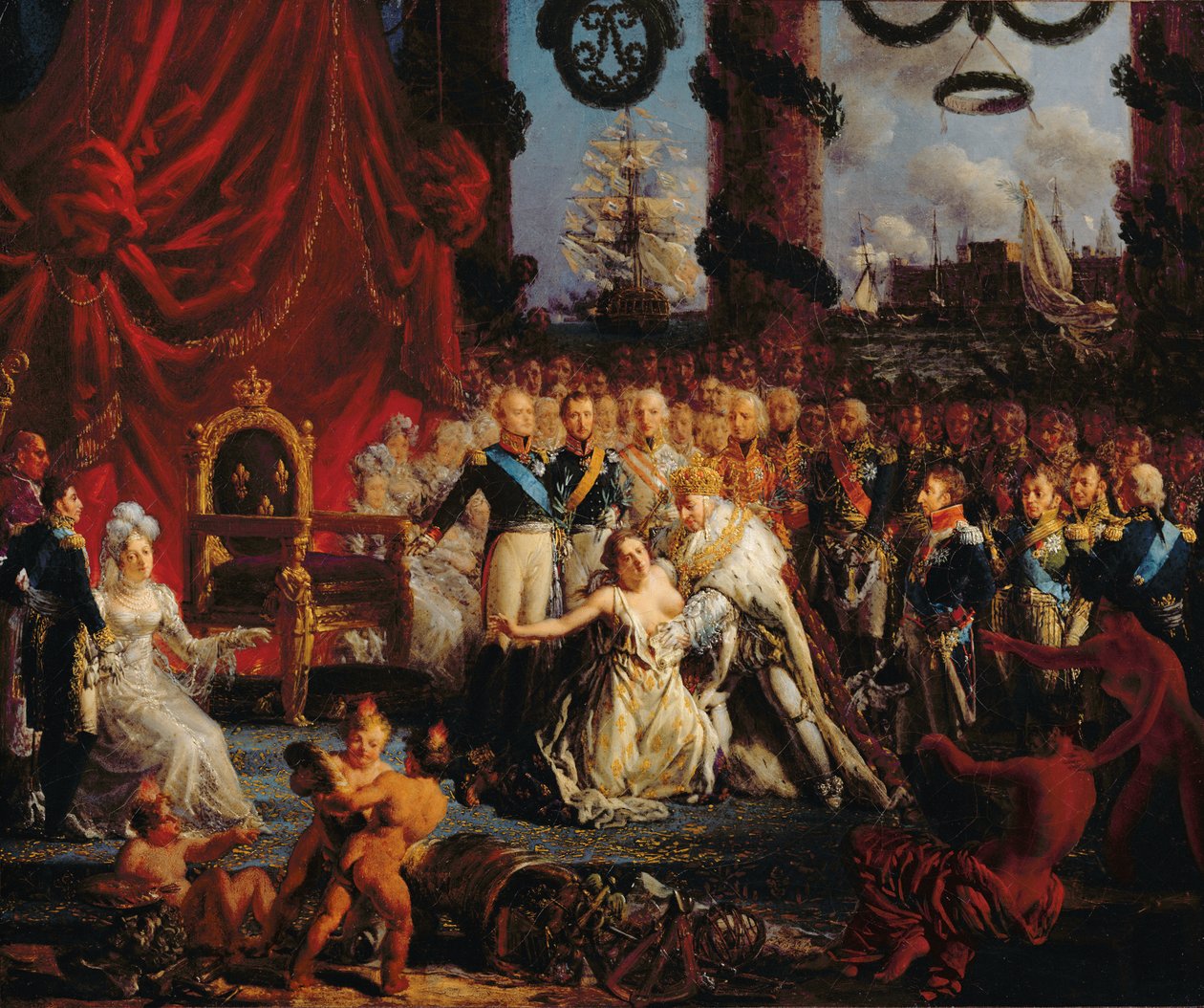 Louis XVIII (1755-1824) Hjelper Frankrike på beina, etter 1814 av Louis Philippe Crepin