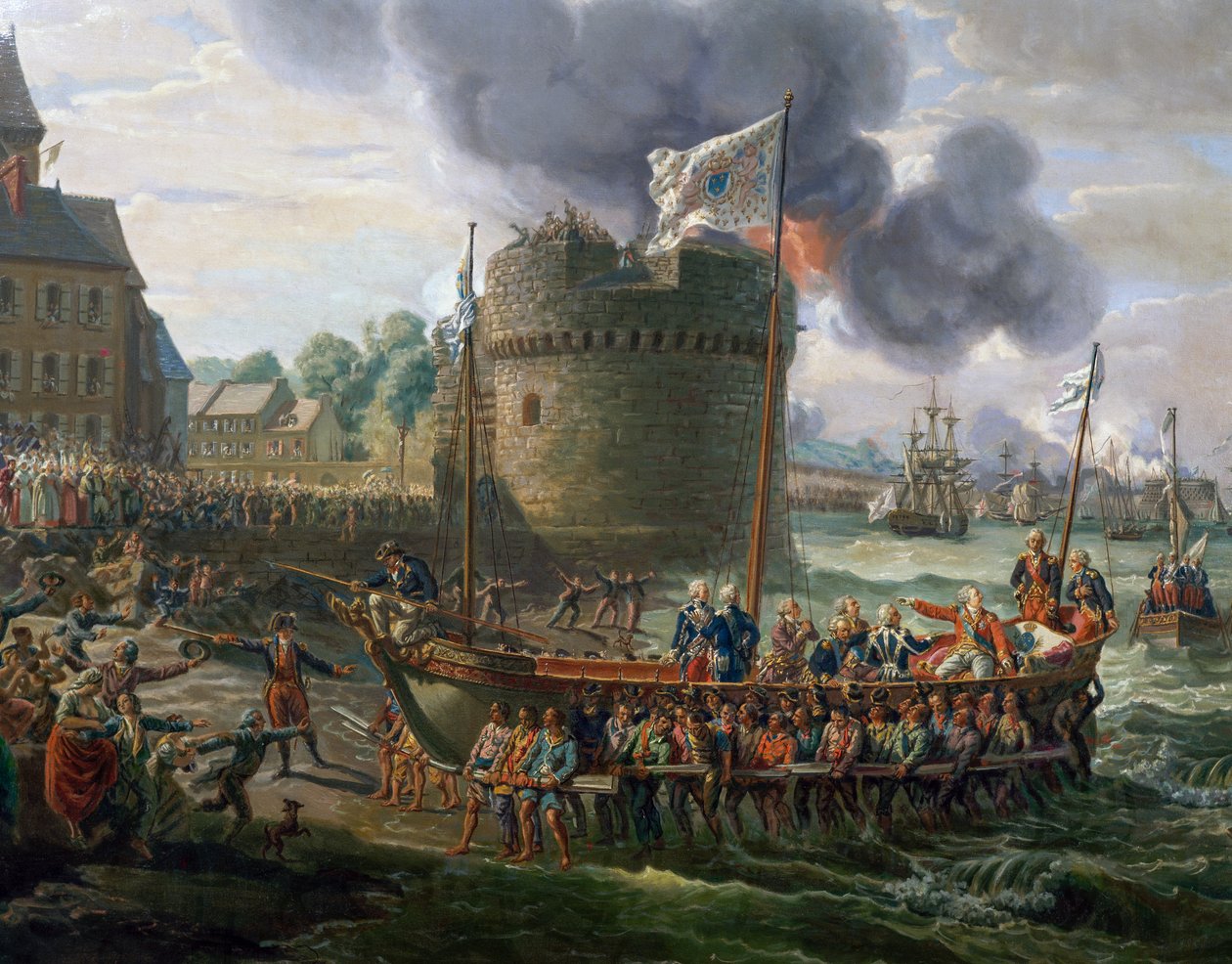 Louis XVI besøker Cherbourg havn, 23. juni av Louis Philippe Crepin