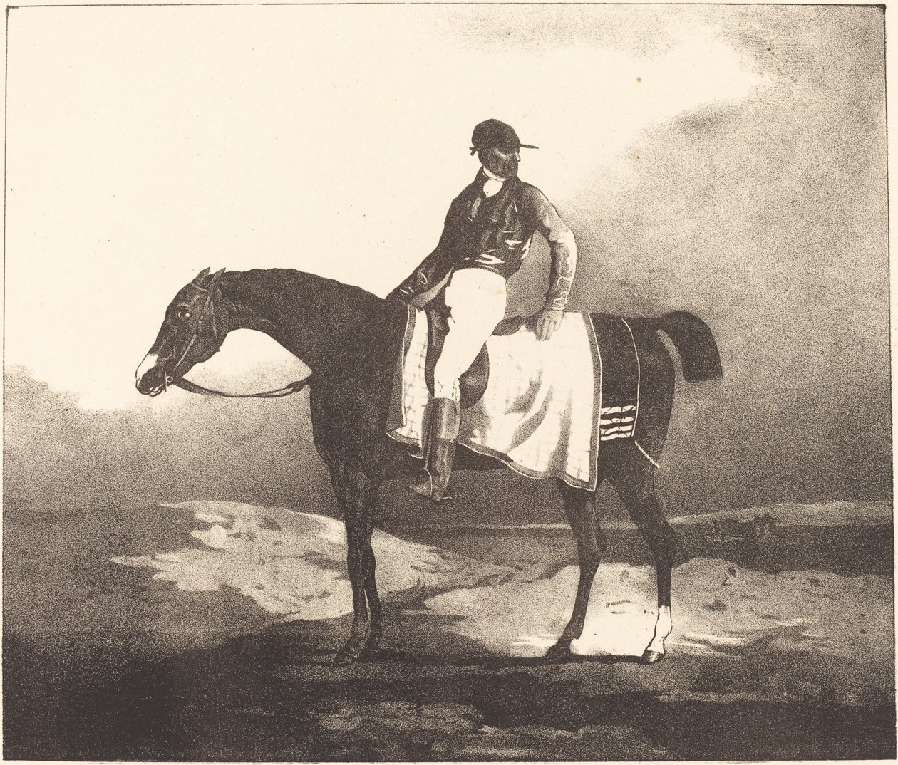 Britisk hest og jockey av Louis Pierre Marie Courtin after Théodore Gericault