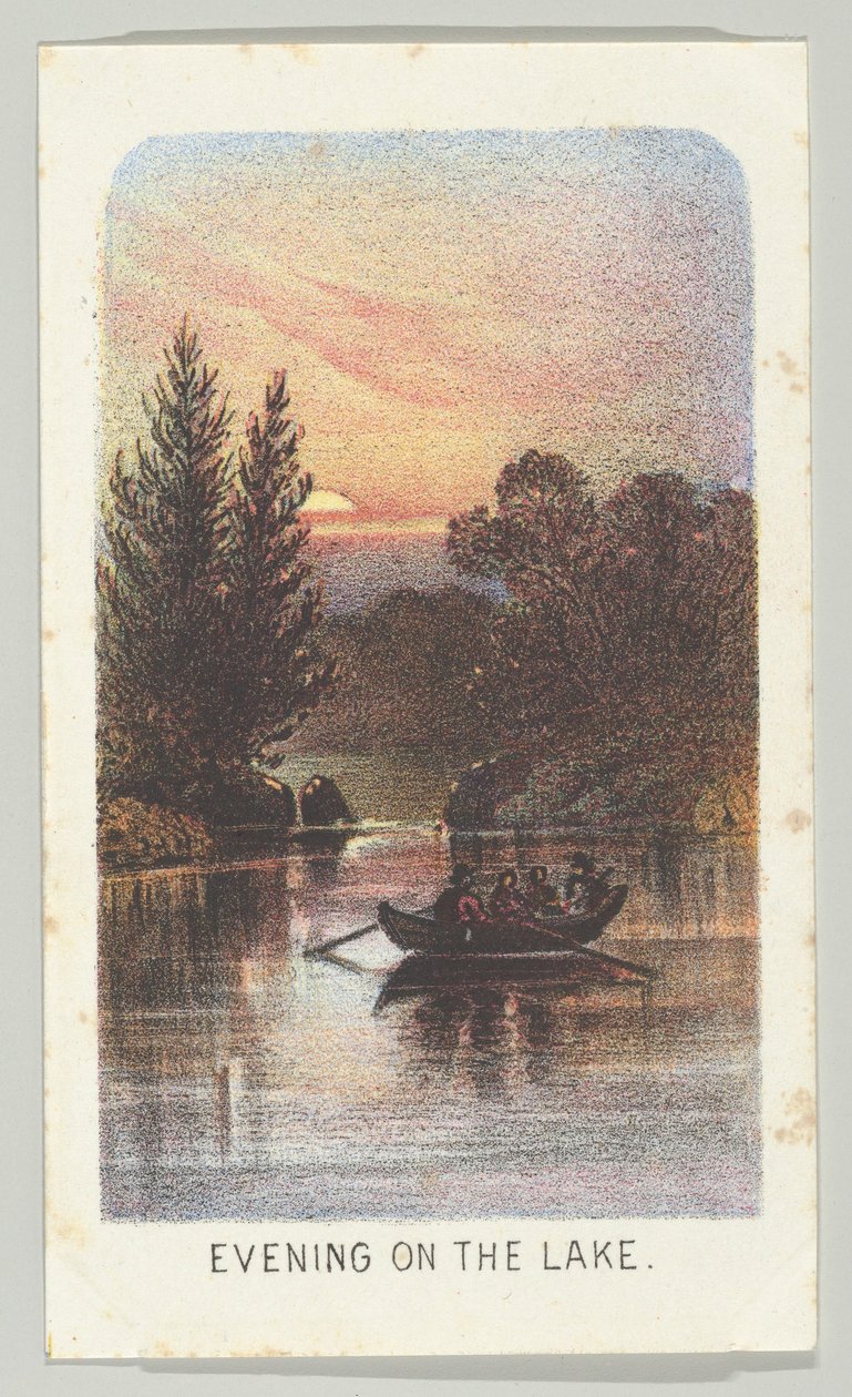 Evening on the Lake, fra serien, Views in Central Park, New York, del 3, 1864. av Louis Prang