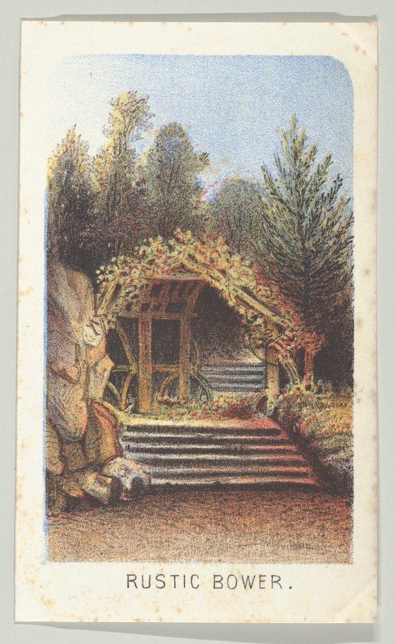 Rustic Bower, fra serien, Views in Central Park, New York, del 3, 1864. av Louis Prang