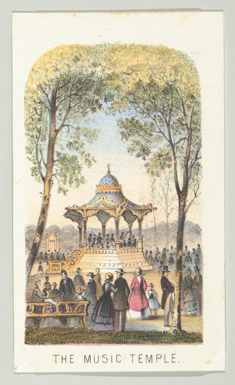 The Music Temple, fra serien, Views in Central Park, New York, del 2, 1864. av Louis Prang