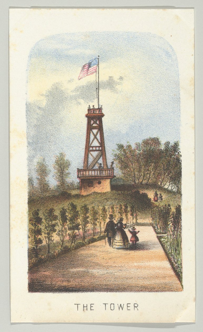 The Tower, fra serien, Views in Central Park, New York, del 2, 1864. av Louis Prang