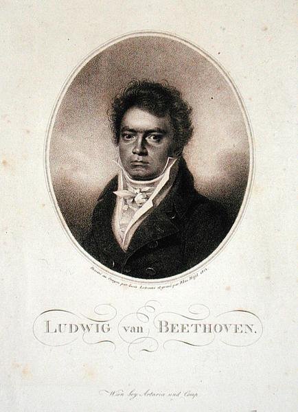 Ludwig van Beethoven (1770-1827) gravert av Blasius Hofel (1792-1963) 1814 (mezzotint) av Louis Rene (after) Letronne