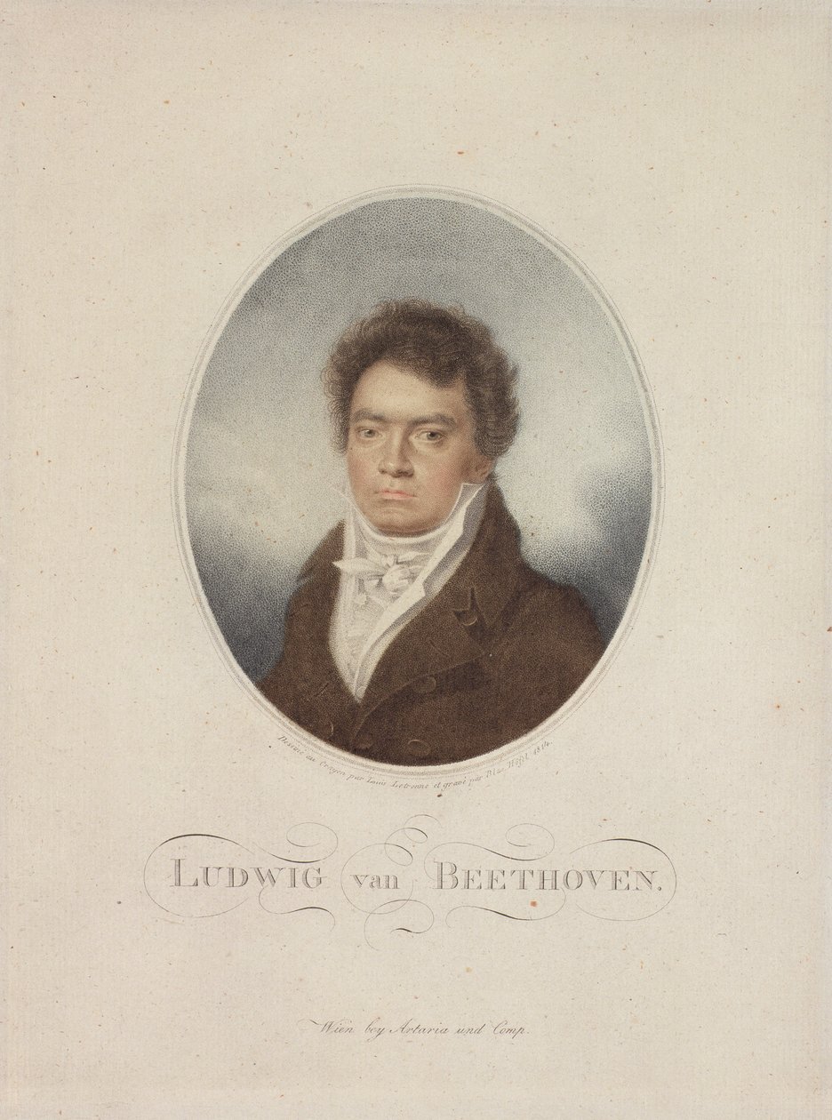 Ludwig van Beethoven (1770-1827) gravert av Blasius Hotel (1792-1863) 1814 (mezzotint) av Louis Rene Letronne