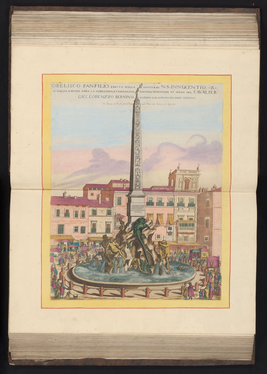 Vierstromenfontein te Roma Panfilio obelisk, reist av helligheten til N. S. Innocentio X (...) (tittel på objekt) av Louis Rouhier
