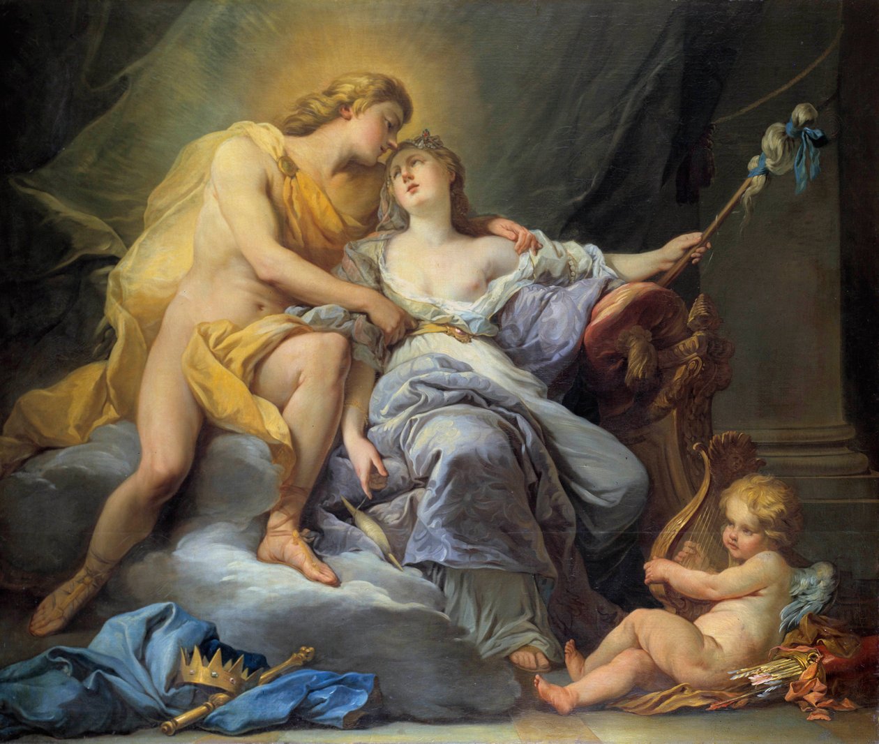 Apollo Stroking Leucothoe-maleri av Antoine Boizot (1702-1782) 1737 Dim. 1,67 x 2 m. Omvisninger, Museum of Fine Arts av Louis Simon Boizot