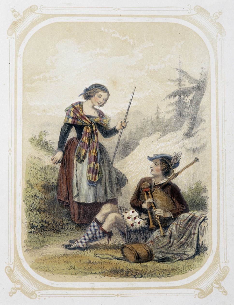 Par i Skottland - i "" Album of the young traveler", illustrert av Louis Lassalle av Louis Simon Lassalle