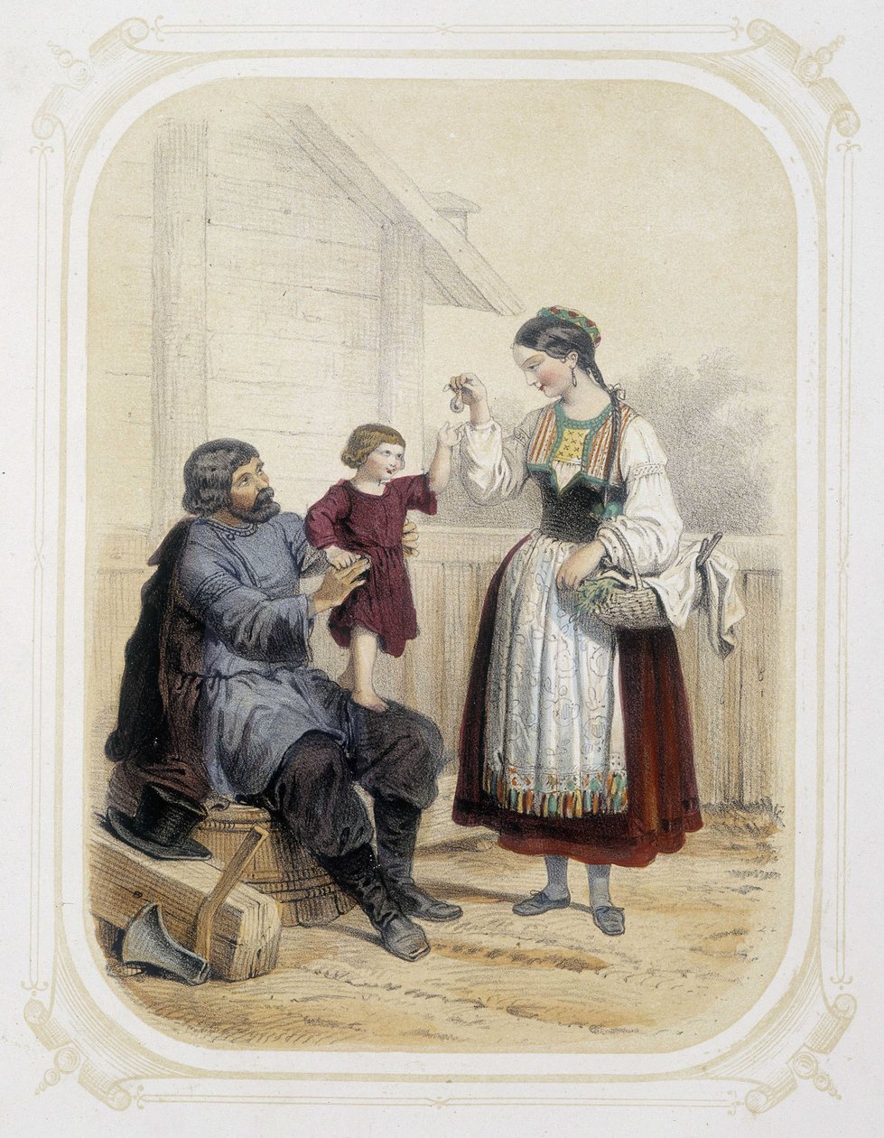 Familie i Russland - i "" Album av den unge reisende", illustrert av Louis Lassalle av Louis Simon Lassalle