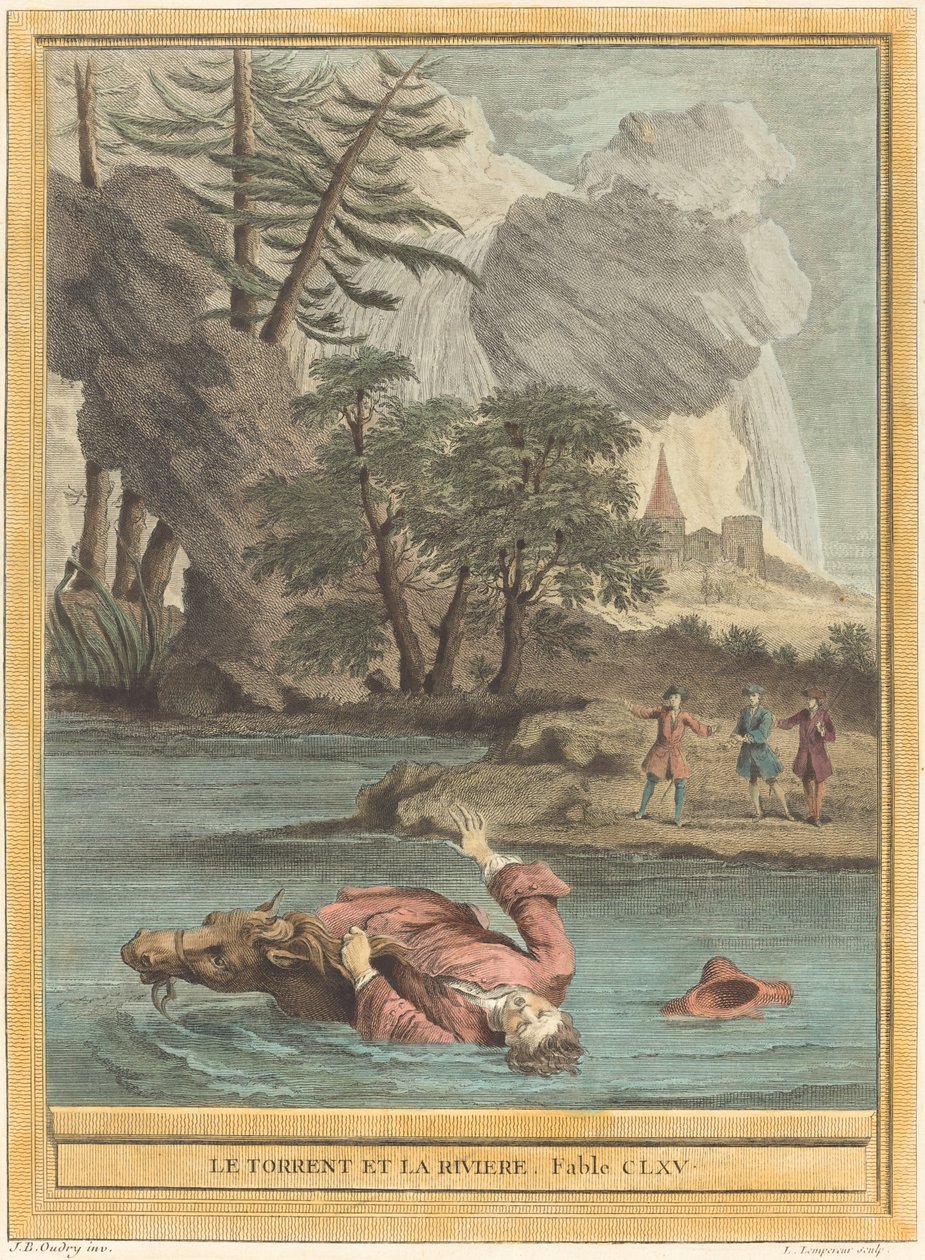 Le torrent et la riviere (The Torrent and the River) av Louis Simon Lempereur after Jean Baptiste Oudry