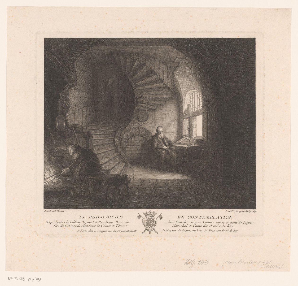 Kontemplativ filosof La philosophe en contemplation (tittel på objekt) av Louis Surugue