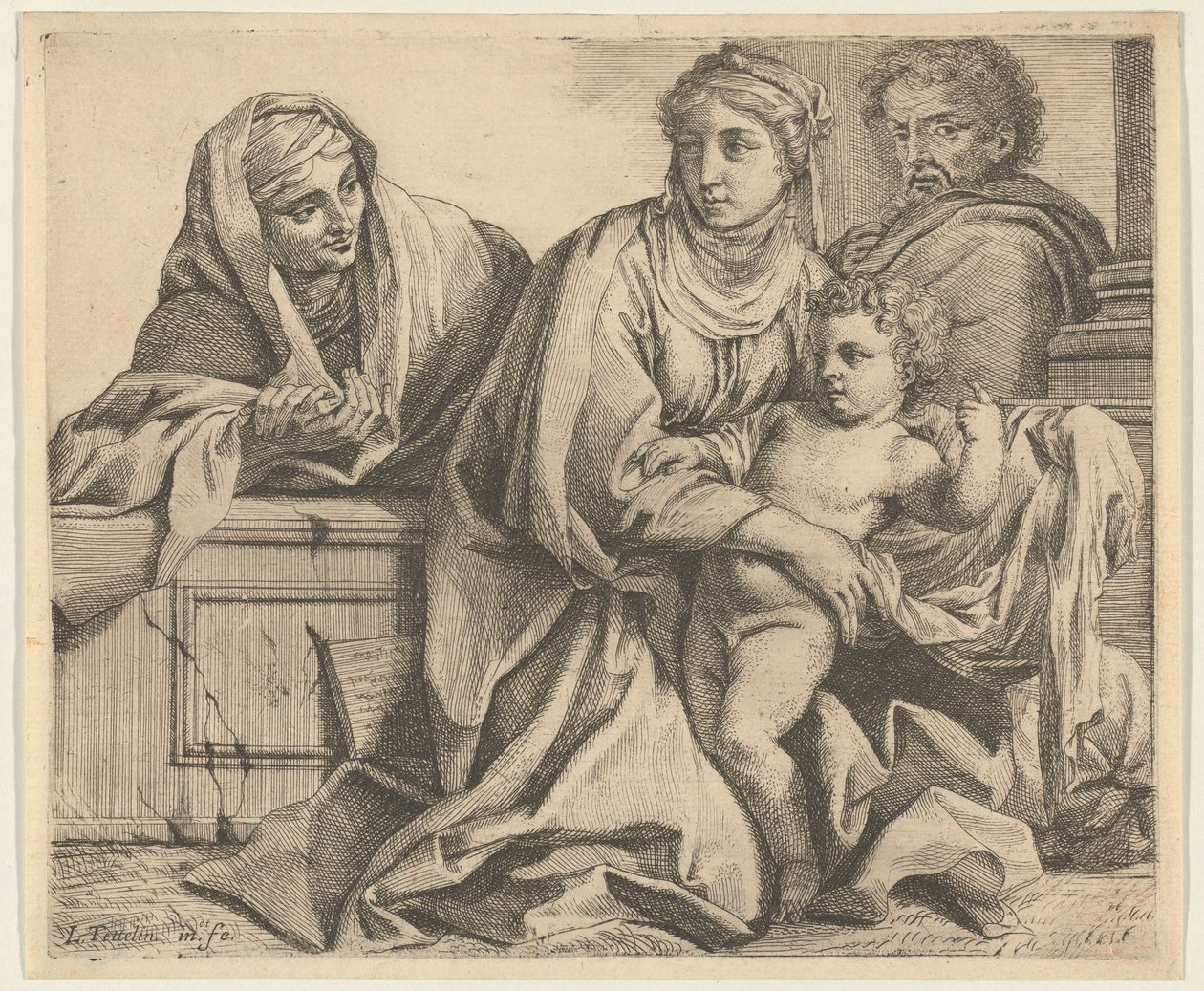 Den hellige familie med Saint Anne av Louis Testelin