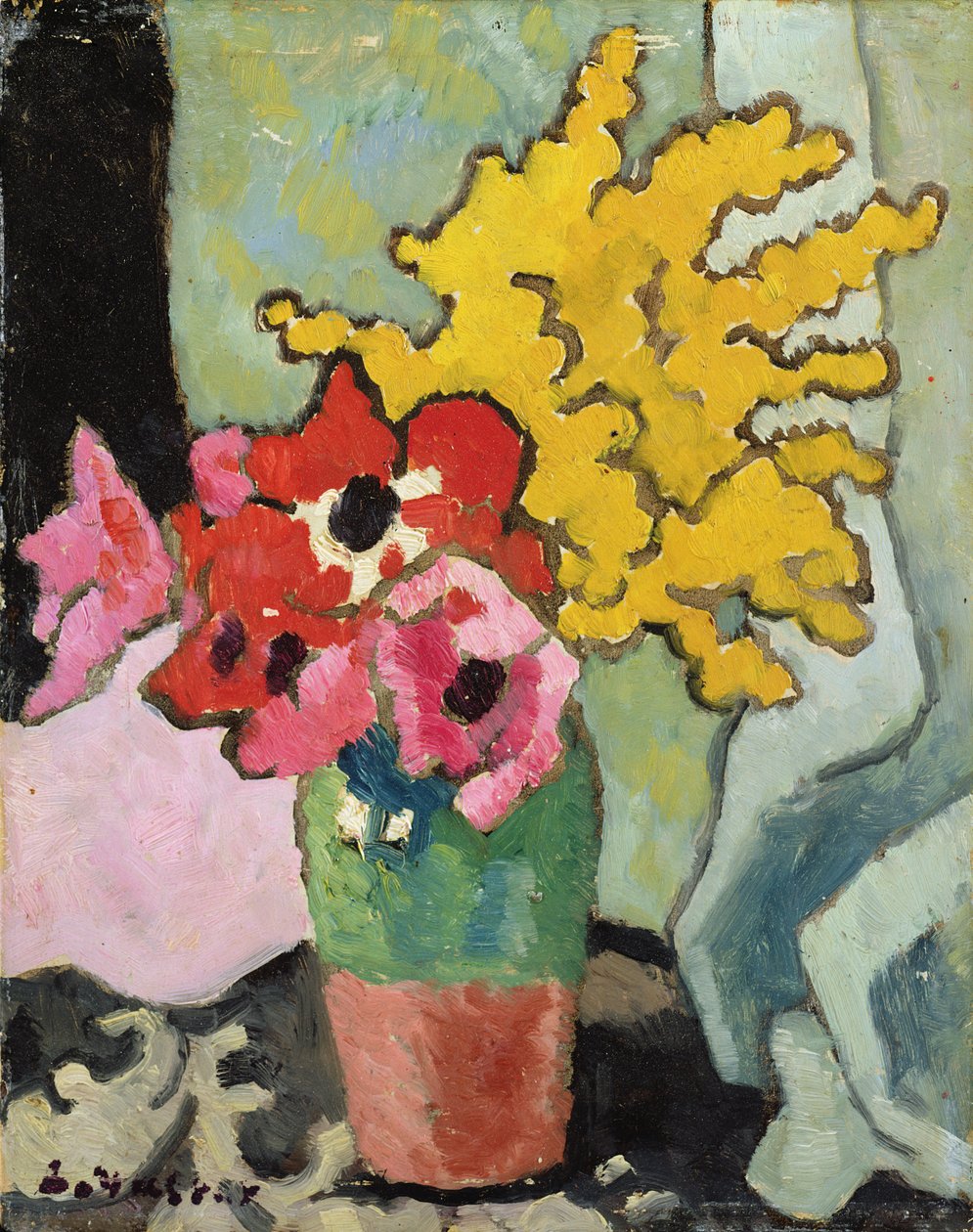 Anemoner og Mimosa av Louis Valtat