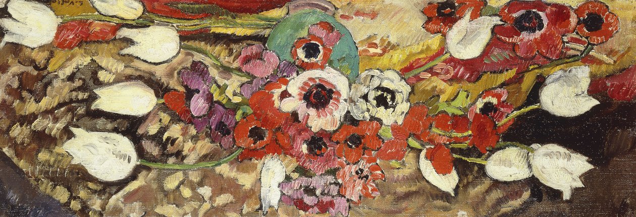 Anemoner og hvite tulipaner; Anemoner og hvite tulipaner av Louis Valtat