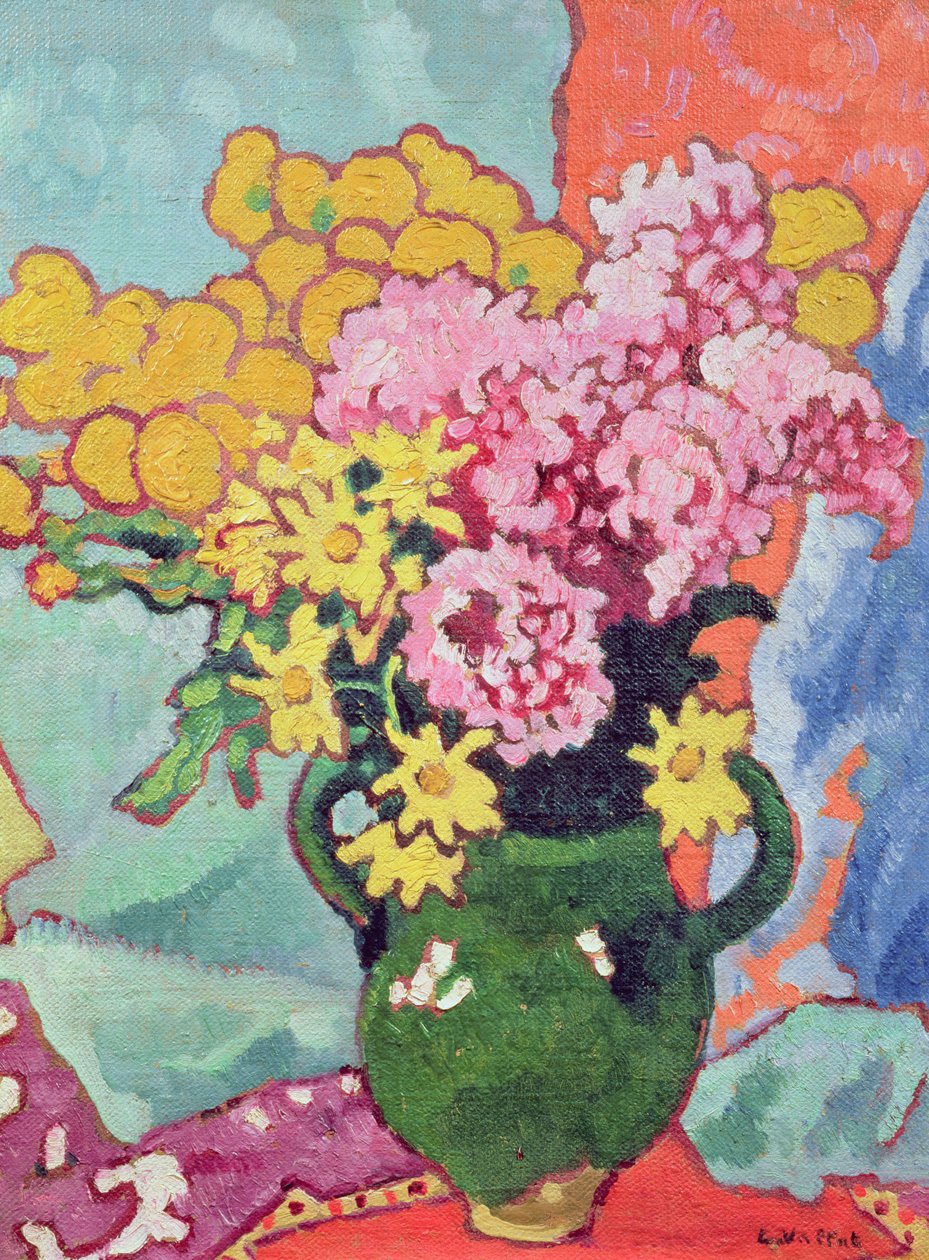 Bukett blomster (olje på kort) av Louis Valtat