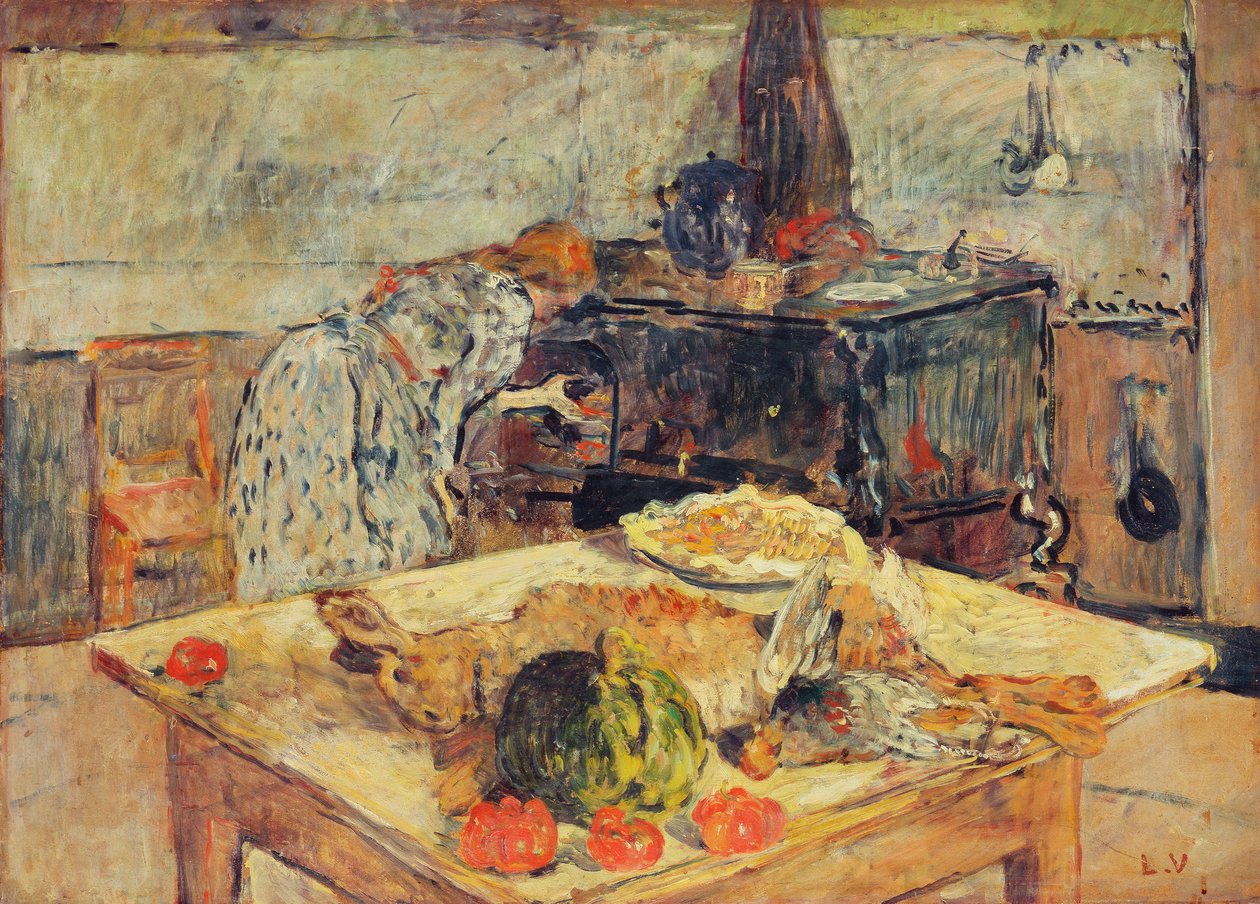 Kjøkkenet; La cuisine, ca. 1906 (olje på vugget panel) av Louis Valtat