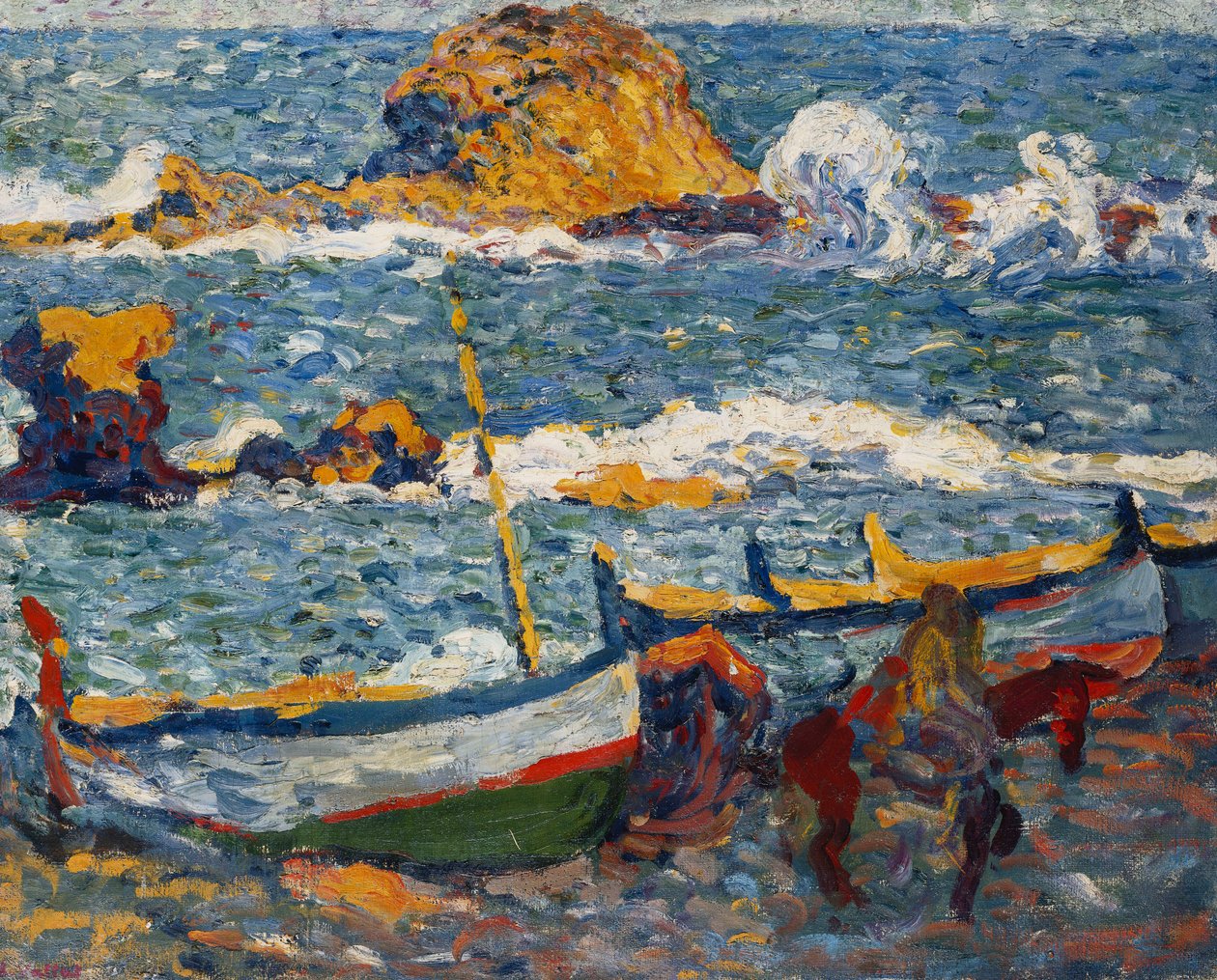 Streiken i Llanca, Spania; La Greve de Llanca, Spania, ca. 1896 (olje på lerret) av Louis Valtat