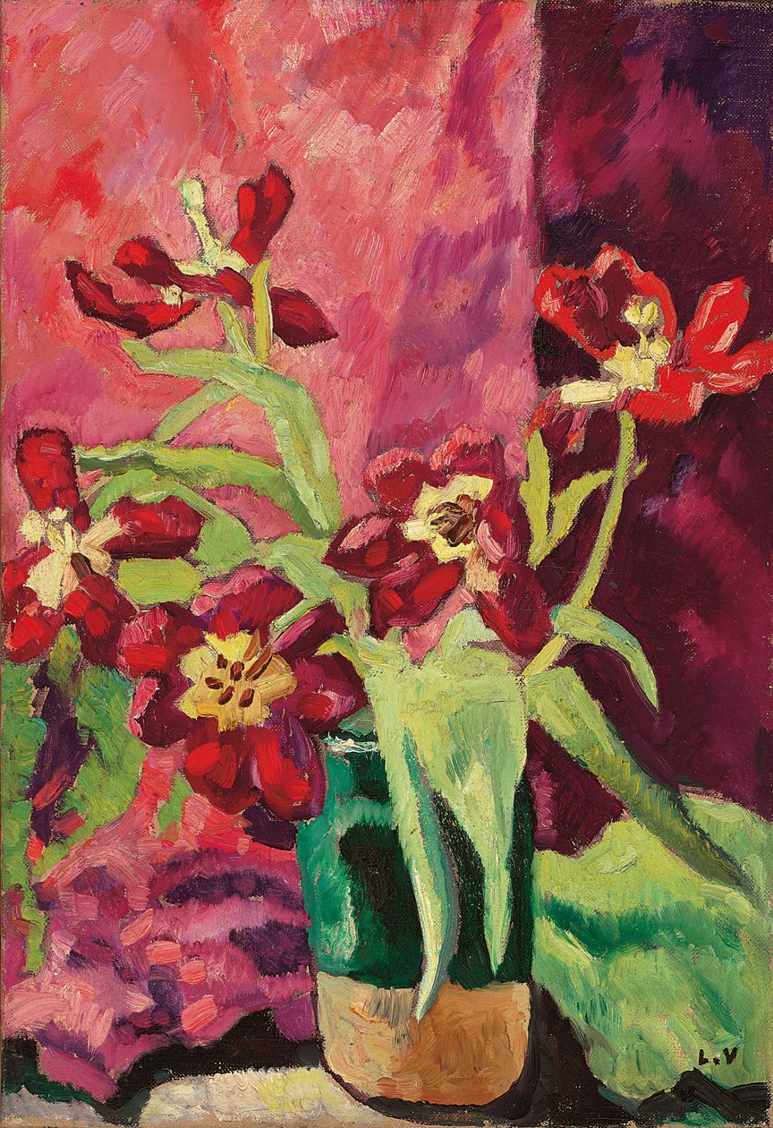 Vase, røde tulipaner; Vase, røde tulipaner av Louis Valtat