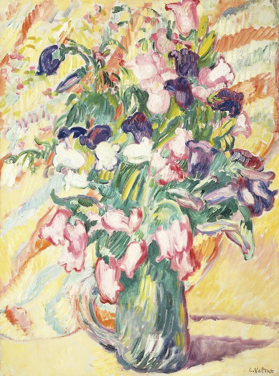 Vase med blomster; Vase med blomster av Louis Valtat