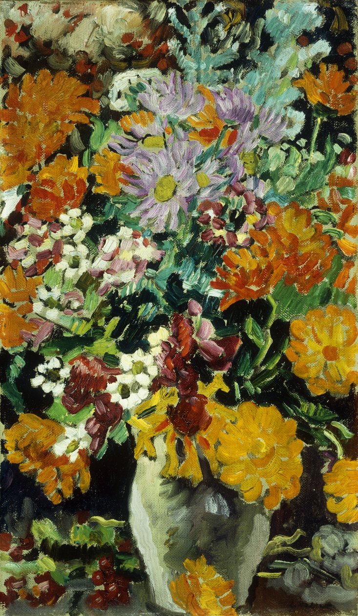 Vase med blomster; Vase de Fleurs, ca. 1930 (olje på lerret) av Louis Valtat