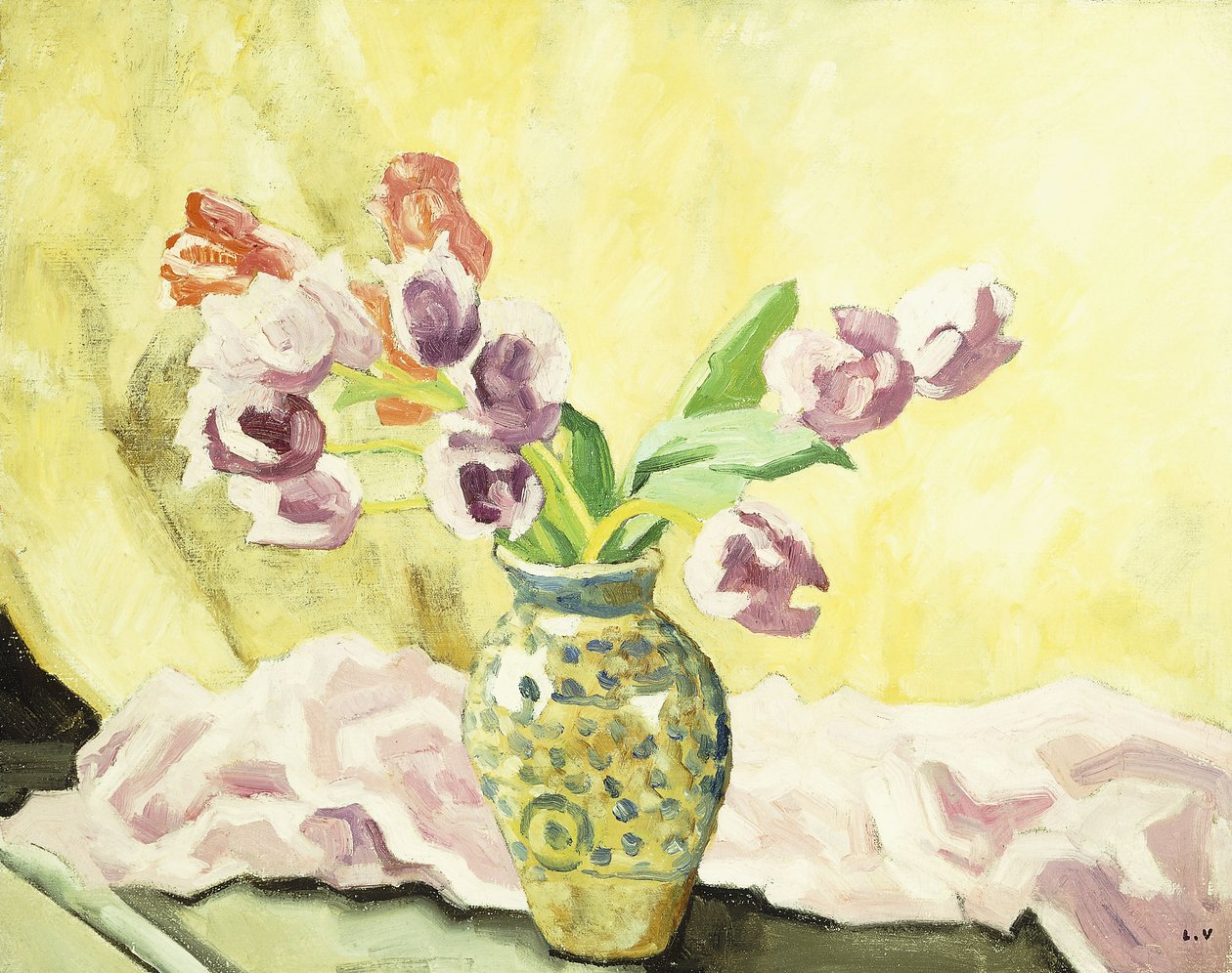 Vase med tulipaner; vase med tulipaner av Louis Valtat