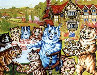 Et teselskap på Napsbury (akvarell) av Louis Wain