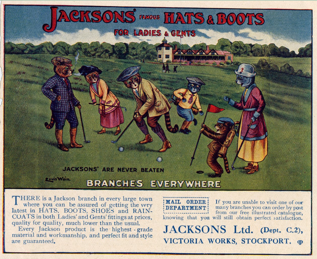 Jacksons hatter og støvler, 1910-1920-tallet av Louis Wain