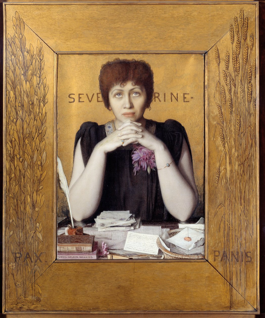 Portrett av Caroline Remy kalt Severine (1855 - 1929) fransk journalist. Maleri av Louis Welden Hawkins (1849 - 1910) Ec. Ang av Louis Welden Hawkins