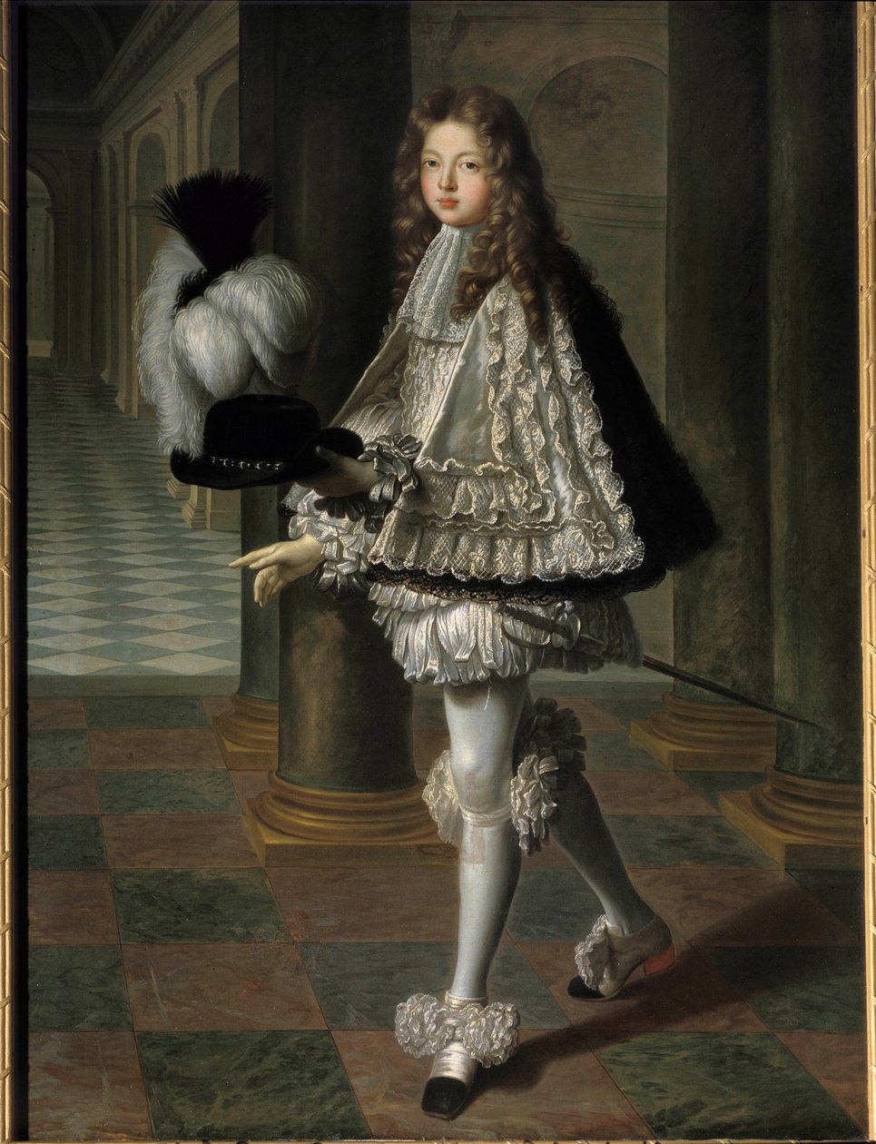 Portrait en pied av Louis Alexandre de Bourbon, greve av Toulouse i nybegynnerdrakt av Den Hellige Ånd (Den Hellige Ånds orden) (1678-1737), legitim sønn av Louis XIV og Francoise Athenais (Francoise-Athenais) av Rochechouart Mortemart, Marquise av Mont av Louis de Boullogne