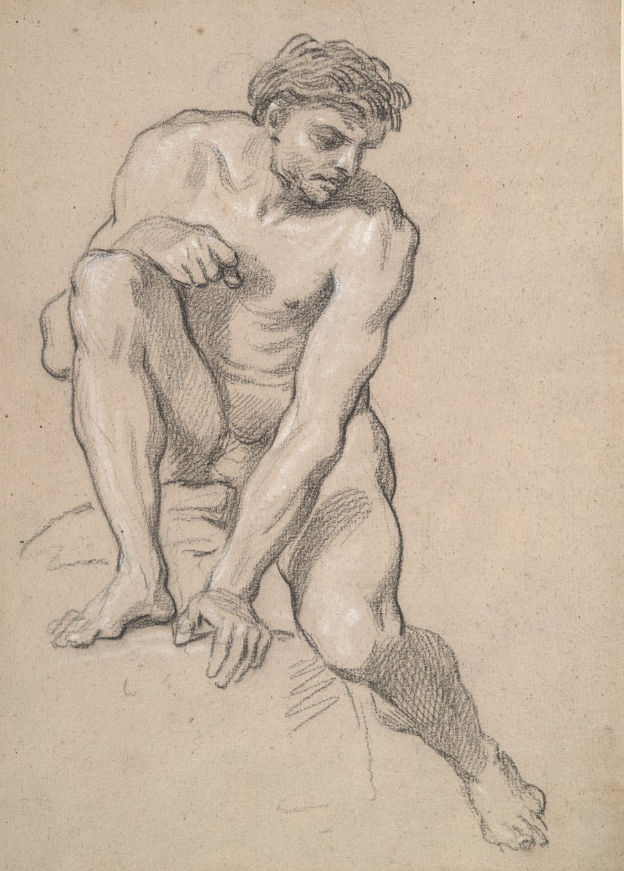 Studie av en mannlig naken av Louis de Boullogne the Younger