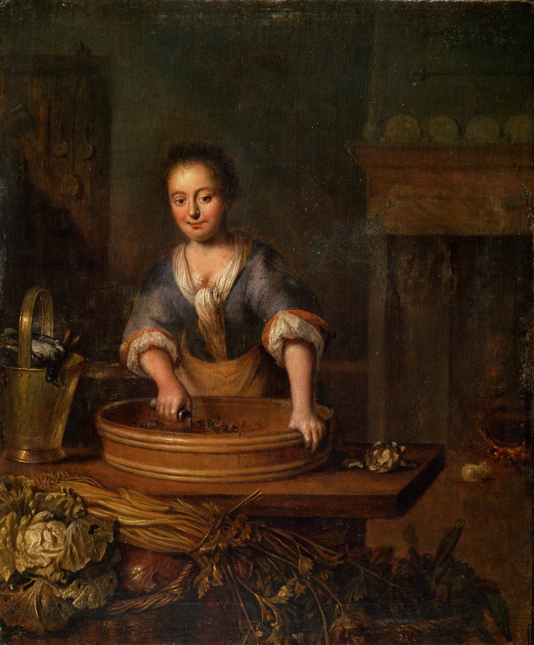 Et kokk, nederlandsk maleri fra 1700-tallet av Louis de Moni