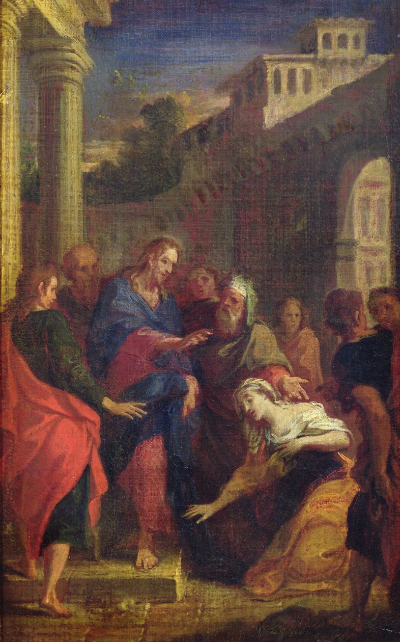 Jesus helbreder den blødende kvinnen av Louis de, the Younger Boulogne