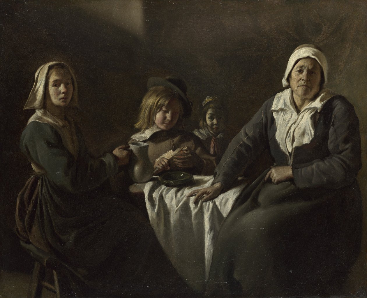 Fire figurer ved et bord, ca. 1643 av Louis le Nain