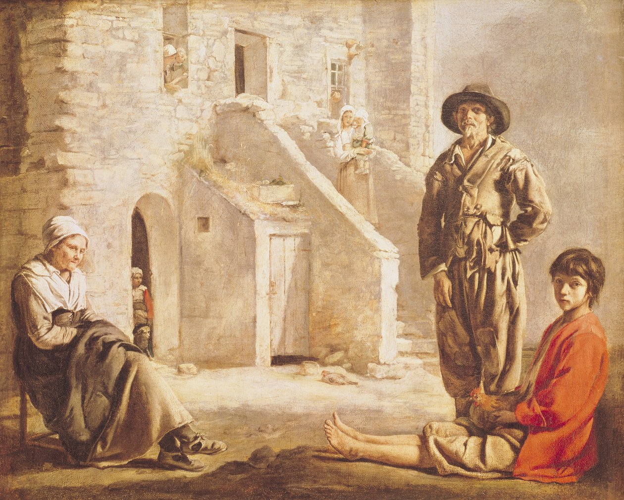 Bønder foran huset deres, ca. 1641 av Louis le Nain