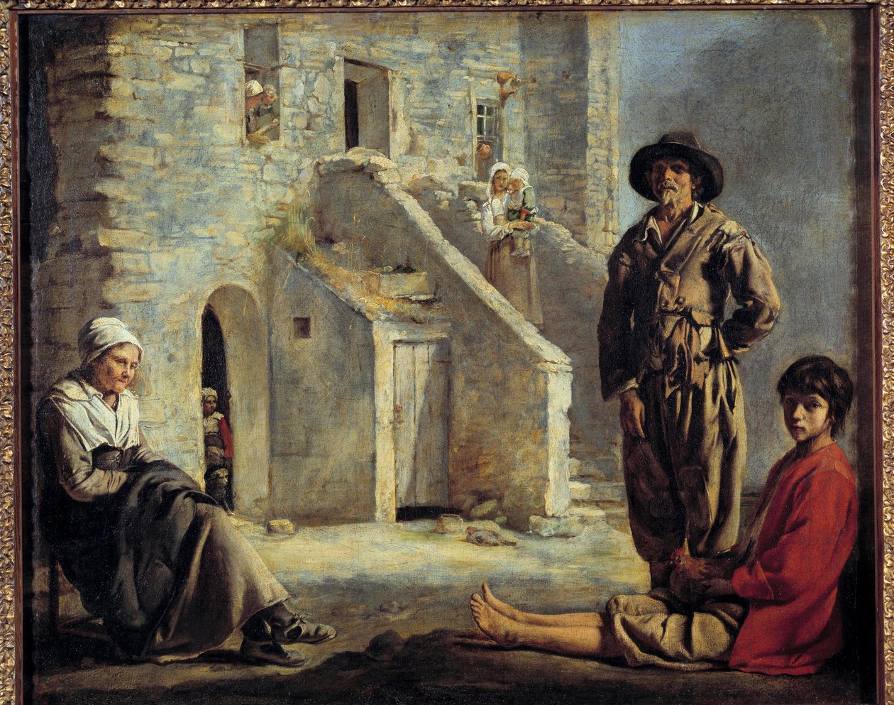Bønder foran huset sitt. Maleri av Louis Le Nain (1593-1648) av Louis le Nain