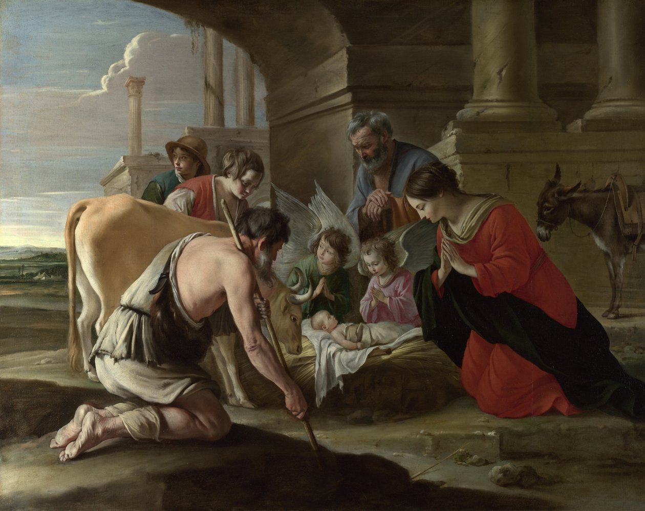 Hyrdenes tilbedelse, ca. 1640 av Louis le Nain