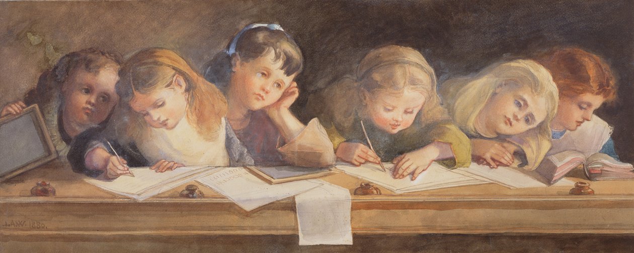 Skrivetimen, 1880 av Louisa Anne Waterford