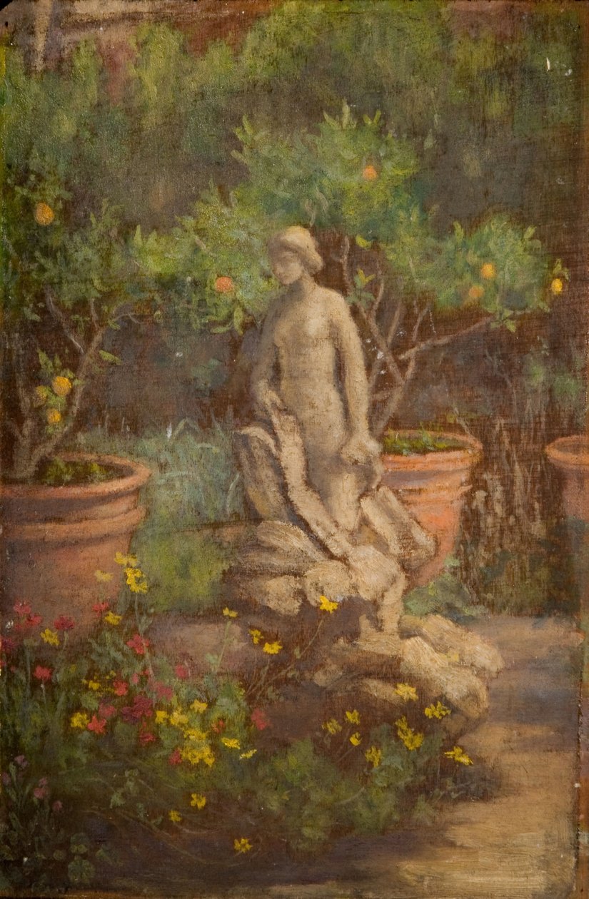 Fontene i en hage, Cairate, Lombardia, 1875-1877. av Louisa Starr